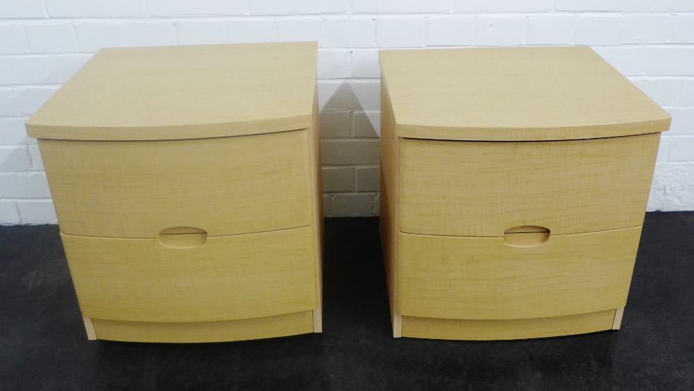 Pair of modern beechwood veneered bedside cabinets, 50 x 48cm, (2)