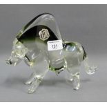 Vetreria Artistica Maestri Vetrai, Murano, Italy glass bull with paper label, 18cm high