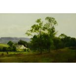 G.W. Wright 'Country Landscape with White Cottage' Oil-on-Canvas, signed, in a giltwood frame, 59
