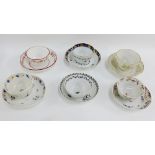 A collection of six various 18th century tea bowls, with saucers to include Newhall etc (12)