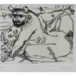 Dhruva Mistry 'Minotaur' Etching, signed in pencil and numbered 2/12 with a Glasgow Print Studio
