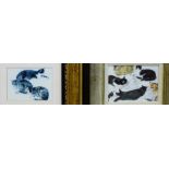 Elizabeth Blackadder, two coloured prints of Cats, in glazed giltwood frames, 17 x 12cm, (2)