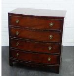 Mahogany bow fronted chest of drawers, 82 x 76cm