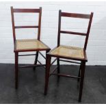 Pair of side chairs with cane work seat (a/f) 52 x 52cm, (2)