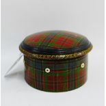 McLean Tartan Ware thread box and cover, 11cm diameter