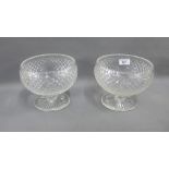 Pair of cut glass bowls on circular foot rims, 16cm high, (2)