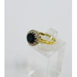 18 carat gold gemset dress ring, London 1962 hallmarks, UK ring size K
