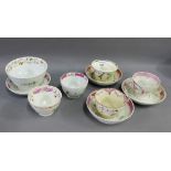 Collection of various pearl ware tea wares to include tea bowls and saucers, (10)