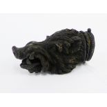 Metal boars head snuff box, 8cm long