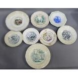 Eight various Staffordshire and Scottish Victorian printed nursery plates, (8)