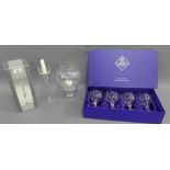 Edinburgh crystal glasses and boxed Dartington crystal candlesticks etc, (a lot)