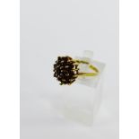 Vintage 9 carat gold claw set garnet cluster dress ring, London 1978, UK ring size L