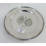 Silver commemorative plate for the wedding of Prince Charles and Lady Diana Spencer, engraved with