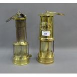 E. Thomas & Williams Ltd brass miners lamp, together with another, (2)