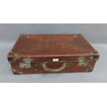 Vintage brown leather suitcase