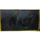 J. Stenhouse 'Fighting Cocks' Oil-on-Canvas, signed, in a giltwood frame, 90 x 50cm