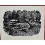 Christopher Wormell 'Riverbank' Boxwood Engraving, signed in pencil, dated '83 and numbered 386/500,