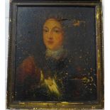 18th Century Continental School Head and Shoulders portrait, possibly 'King James' Oil on Canvas, (