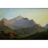 19th Century Scottish School 'Highland Landscape' Oil-on-Canvas, signed indistinctly, in an ornate