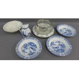Mixed lot to include a Pagoda patterned cosy pot, various blue and white plates, a cut glass