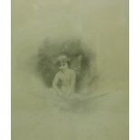 Charles Prosper Sainton (RI 1861-1914) 'Fairy Sitting on a Cobweb' Silverpoint Drawing, signed in