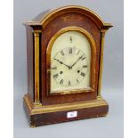 Early 20th century mantle clock, the silvered dial with Roman numerals and silent and chime dial,