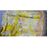 Large embroidered bed throw / cover with camels, flowers, buildings etc., approx 200 x 180cm