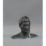 Bronze head and shoulders bust of 'Dante's', 11cm high