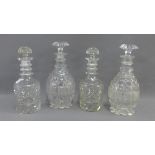 Pair of triple ring neck decanter and stoppers together with another pair of decanters (4)