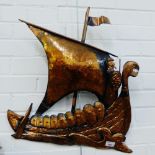 Copper Viking boat wall plaque