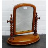 Mahogany dressing mirror on bobbin turned supports