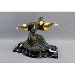 Contemporary Art Deco style resin figure on a shaped base, 30cm high