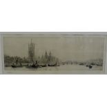 W.L. Wyllie (1851-1931) 'Lambeth Palace' Etching, signed in pencil bottom left, in a glazed frame,