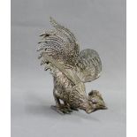 White metal cockerel, 15cm high