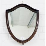 Mahogany shield shaped wall mirror, 42 x 48cm