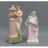 Two pearl ware classical figures (restored), tallest 25cm, (2)