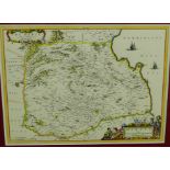 Berwickshire (Mercia) by G. Blaeu, 1662 Edition, a hand coloured replica framed print, 50 x 40cm