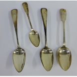 George III pair of silver table spoons, Edinburgh 1782 together with a Victorian Edinburgh silver