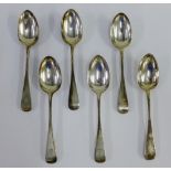 Victorian set of six Old English silver spoons, London 1880 (6)