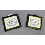 Thou God See'st mee and Forgive and yea shall be forgiven, 19th century pottery wall plaques, 17cm