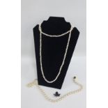 Mixed lot to include a double strand of cultured pearls on a 9 carat gold clasp fitting, Sterling