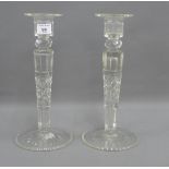 Pair of cut glass candlesticks, 29cm high, (2)