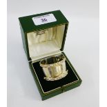 George VI cased silver napkin ring with celtic borders, Birmingham 1937