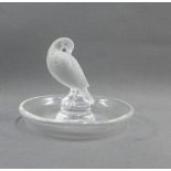 Lalique opaque glass Duck pin dish with etched marks to base, 9.5cm high