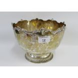 Edwardian silver Prize punch bowl with gadrooned footrim, London 1903, 20cm diameter