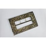 Large white metal thistle embossed buckle, 12cm long