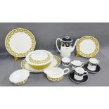 Wedgwood Susie Cooper Black Keystone coffee set, together with matching Old Gold Keystone dinner set