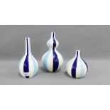 Jonathan Adler, 'Stripes' group of three art pottery vases, tallest 20cm, (3)