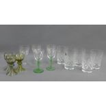 Various drinking glasses to include five Watford crystal tumblers, liqueur glasses etc.,