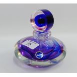 Murano coloured glass scent bottle and stopper, with paper label